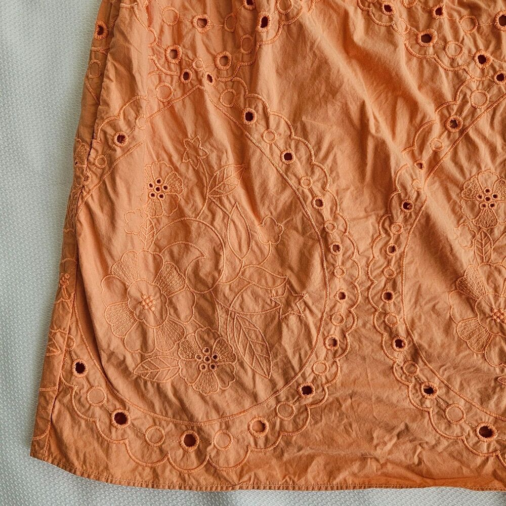 Ellison Orange Eyelet Babydoll Dress with pockets Medium womens - Picture 8 of 11